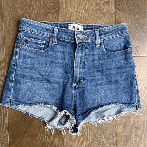 PAIGE Pants - PAIGE Margot High-Rise Cut-Off Hem Blue Denim Shorts Size 29